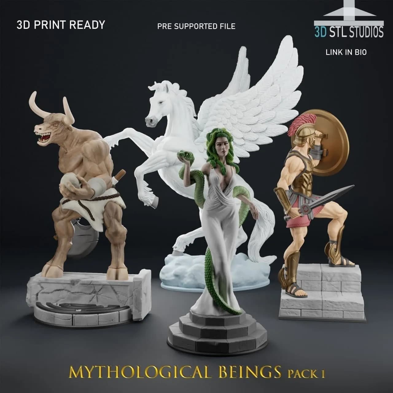 3D STL Studios 希腊神话生物与英雄雕像合集第一弹